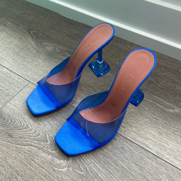 Blue heels, size 6/36, pvc - Picture 1 of 3